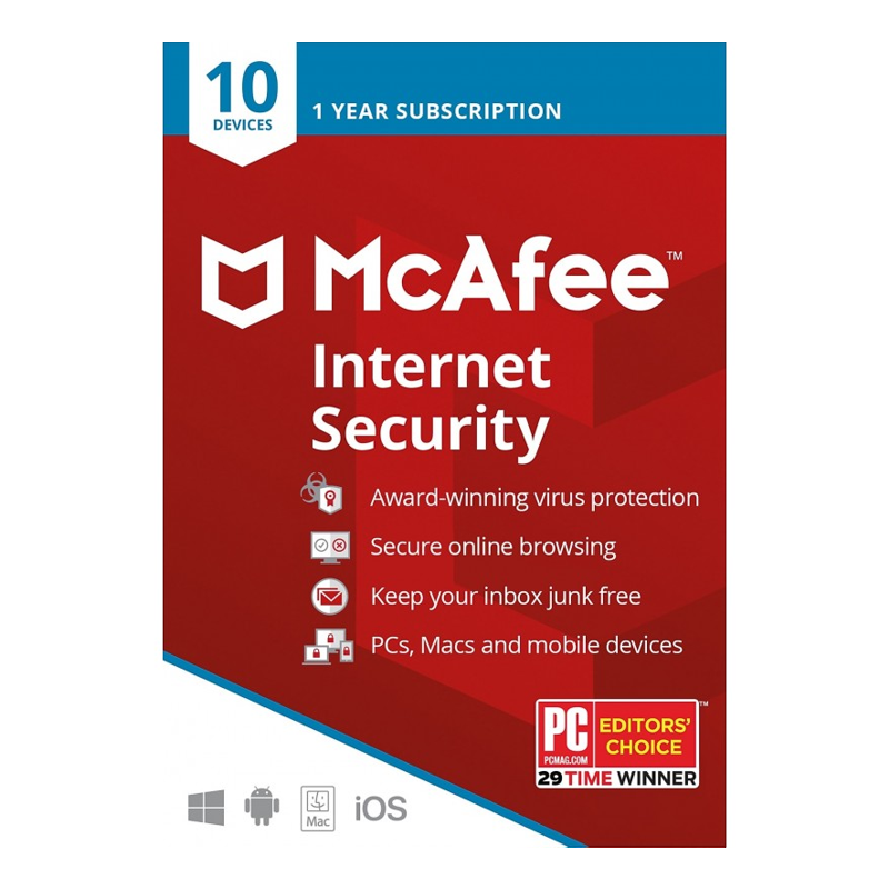 McAfee Internet Security (10 devices 1 year) - Antivirus