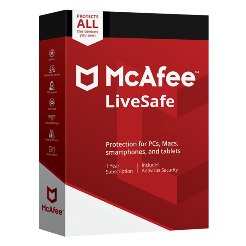 McAfee LiveSafe (Unlimited devices 1 year) - Antivirus